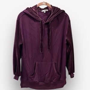 🇪🇸🐠Wit & Wisdom Velour Pullover Hoodie sweatshirt purple XS